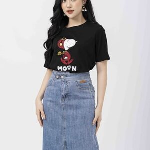 Áo cotton dáng suông free size in chữ Moon cách điệu